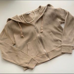 Cropped waffle zip-up hoodie, Lucky Brand Jeans